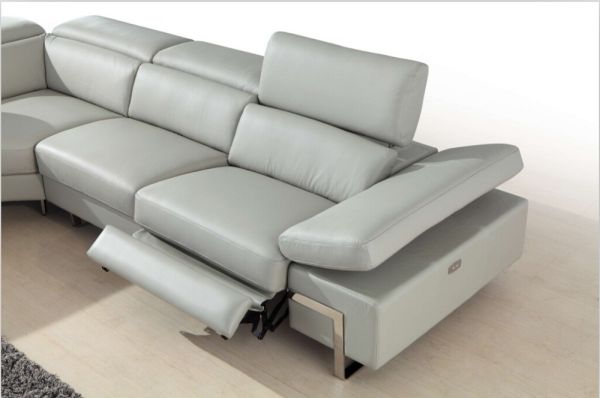 modern three cushion reclining leather sofa